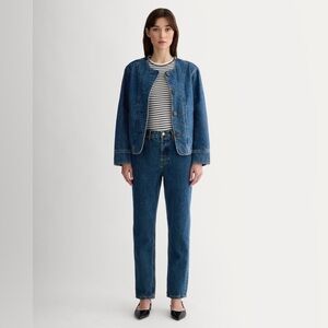 Everlane Medium Wash 100% Organic Cotton Button Fly 90’s Cheeky Jean. 33 Ankle